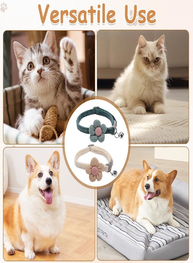 TecoKart® Adjustable Breakaway Cat and Small Dog Collars with Bell, 2-Pack Safety Kitten Collars, Puppy Collars with Cute Flower, Pet Neck Bands with Name Tag for Cats and Small Dogs - Image 3